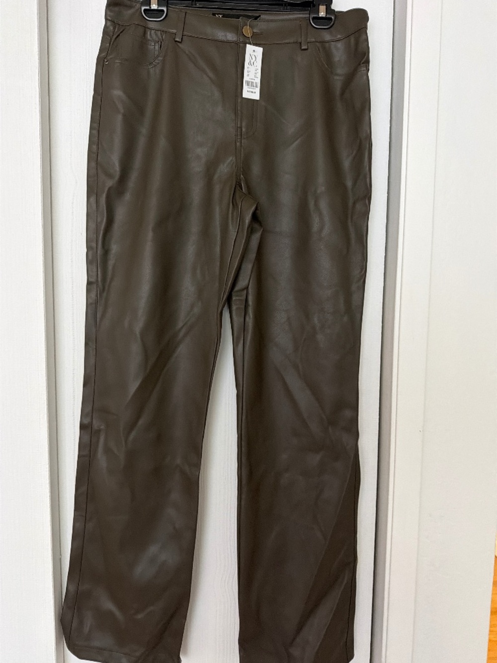 New York & Company Faux Leather Pants Size Medium Brown NWT